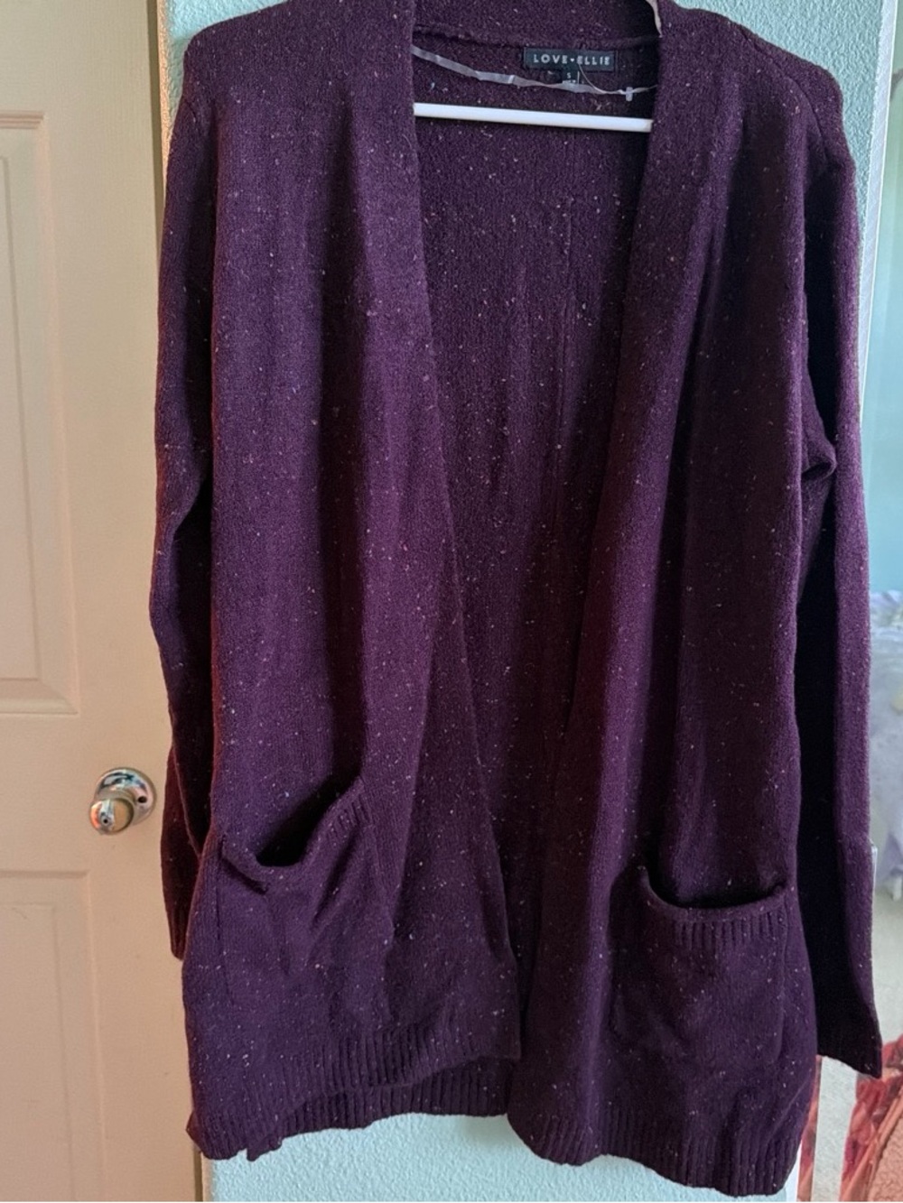 Love + Ellie Deep Plum Open-Front Cardigan with Pockets